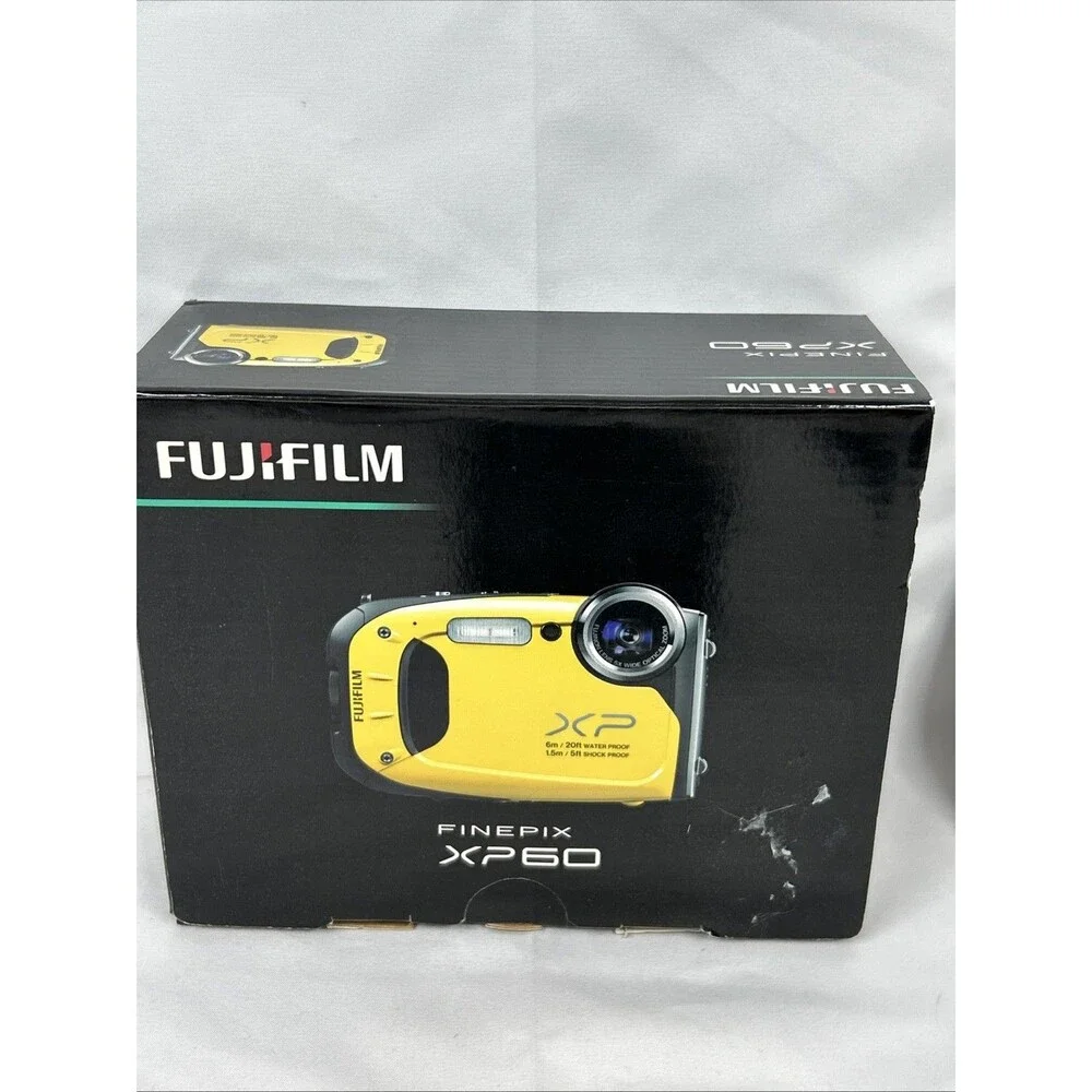 Fujifilm FinePix XP60 Yellow 16.4MP Digital Camera Charger Battery Software Disk